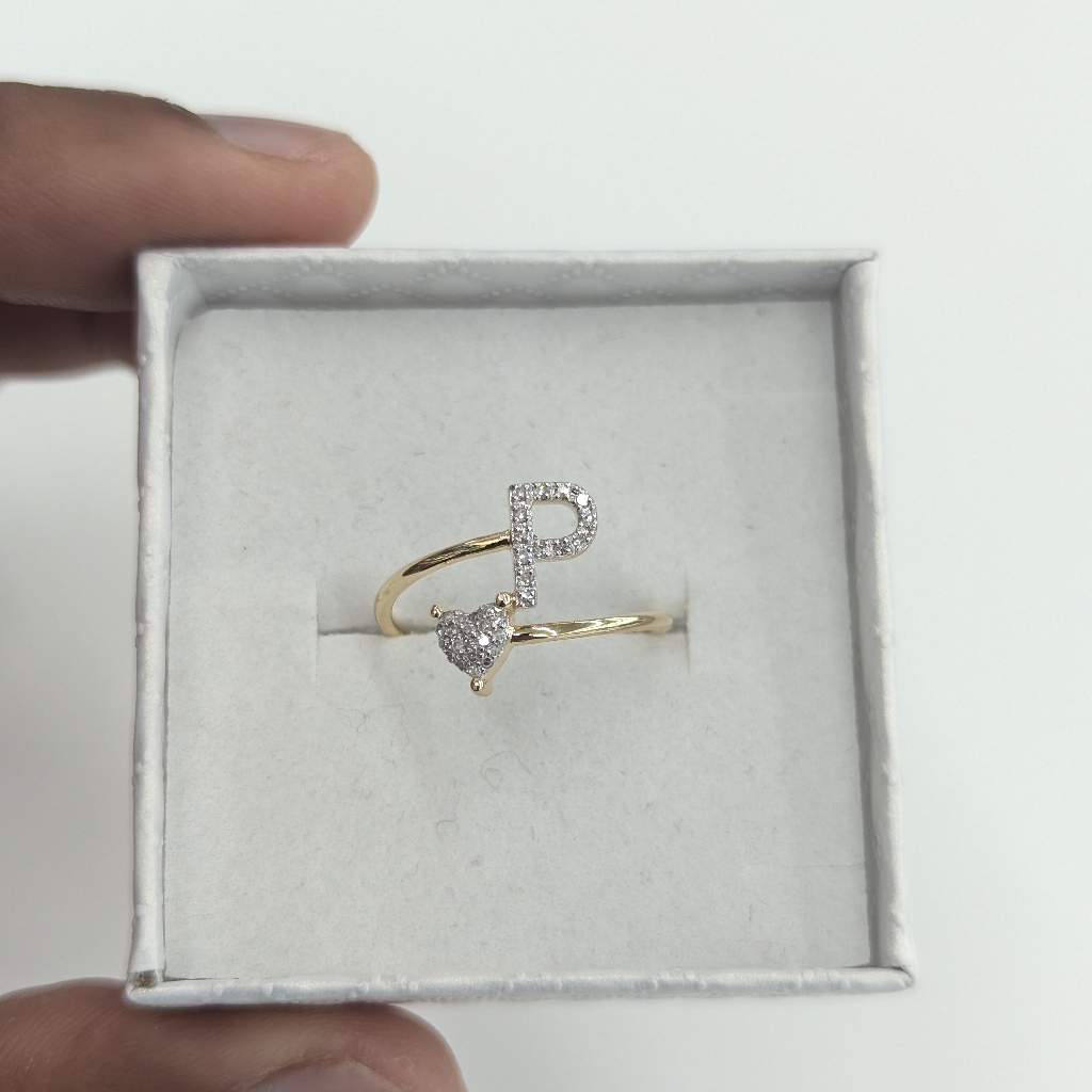 Real Diamond 10kt Yellow Gold Initial P Ring For Women 399$
